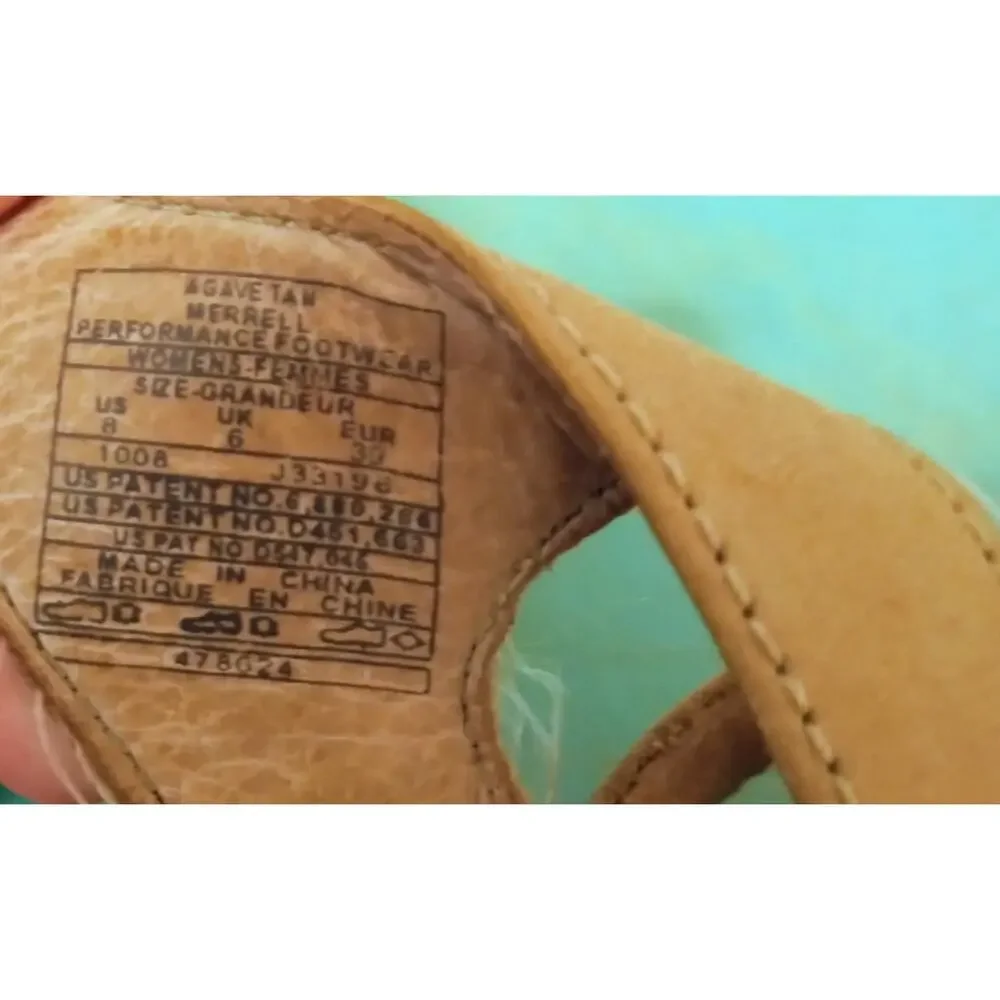 Merrell Agave Tan Leather Crisscross Slingback Sandals Women's Footwear SZ 8